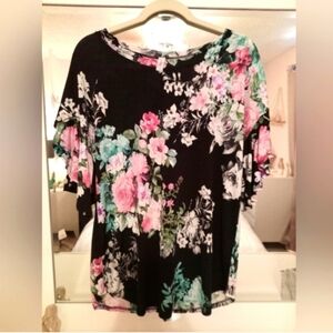 Honeyme Floral Women's Top - Black, Pink, Green